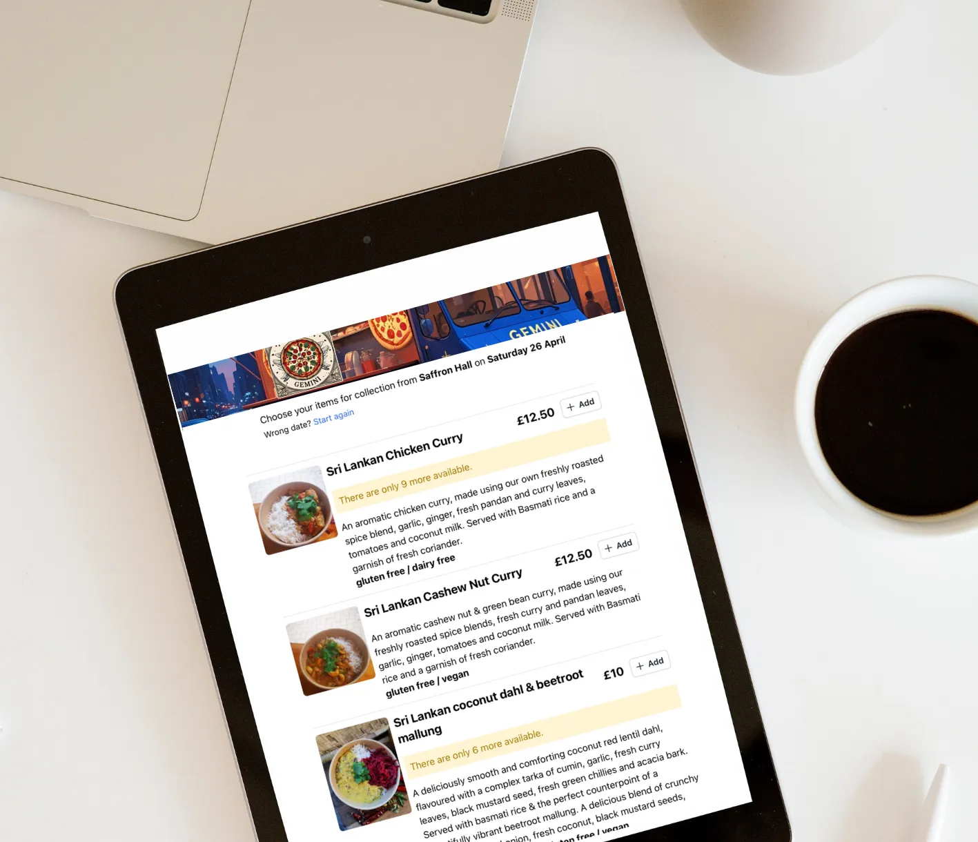 Real-time menu information